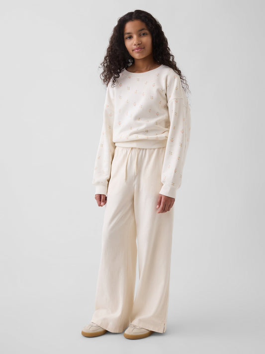 Kırık Beyaz Relaxed Wide-leg Eşofman Altı