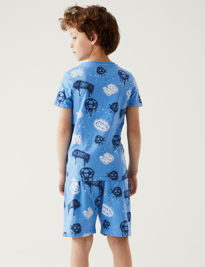Futbol Temalı Kısa Kollu Pijama Takımı (7-16 Yaş)