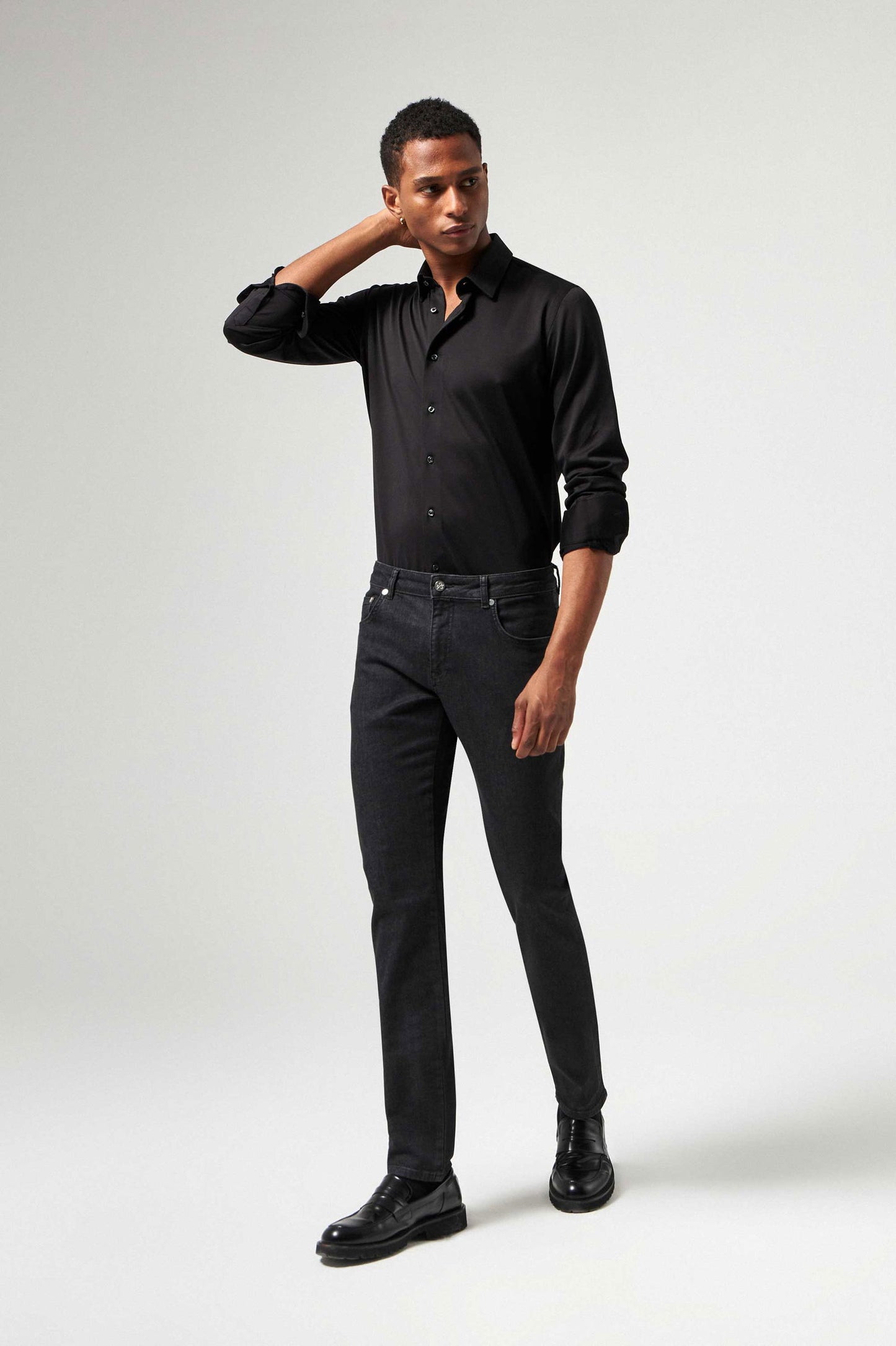 Damat Slim Fit Siyah Denim Pantolon