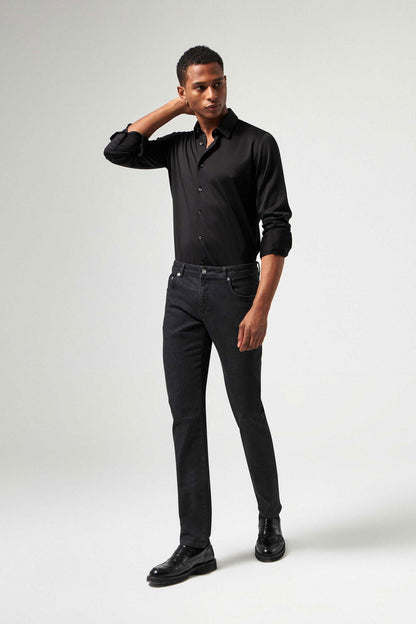 Damat Slim Fit Siyah Denim Pantolon