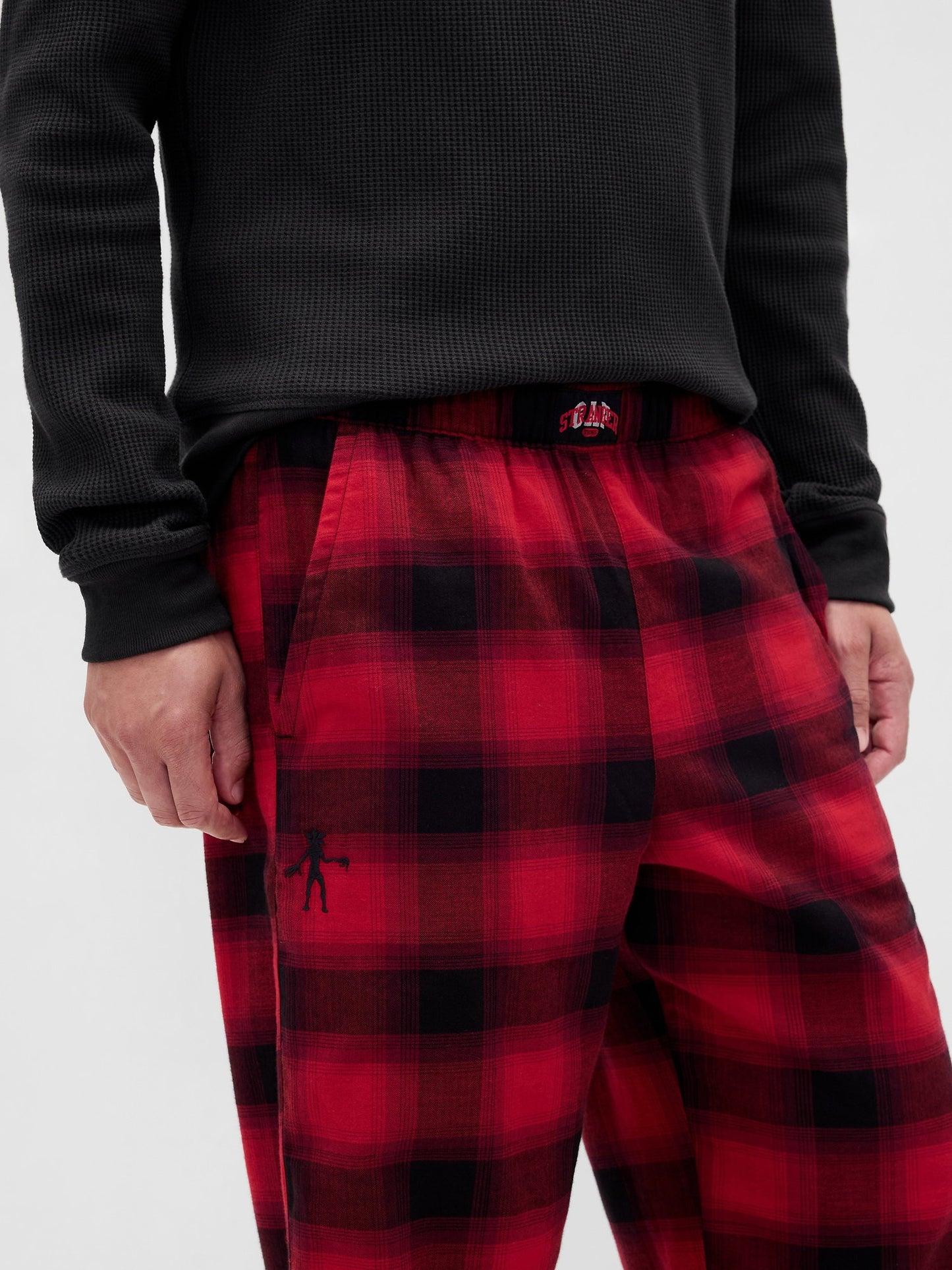 Koyu Kırmızı Stranger Things Reversible Flannel Pijama Altı
