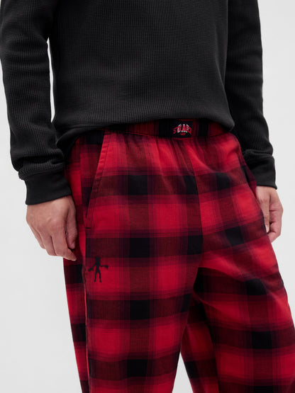 Koyu Kırmızı Stranger Things Reversible Flannel Pijama Altı