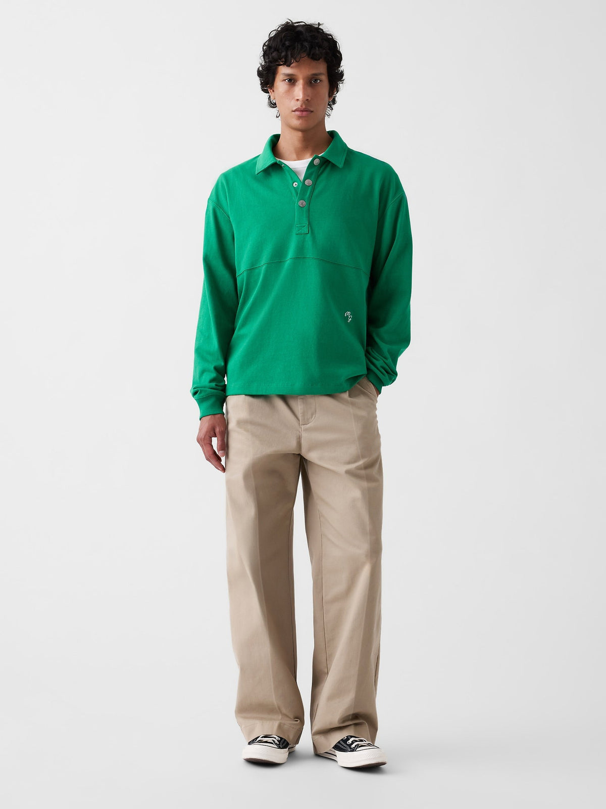 Bej Gap × Malbon Pileli Baggy Khaki Pantolon