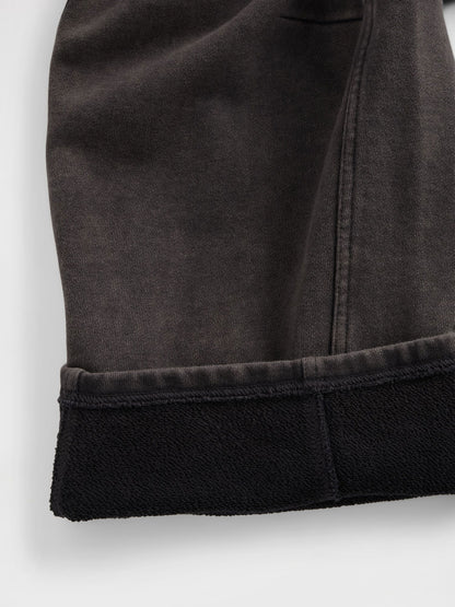 Siyah Heavyweight Fransız Havlu Kumaş Barrel Pantolon