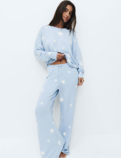 Flexifit™ Desenli Geniş Paça Pijama Takımı