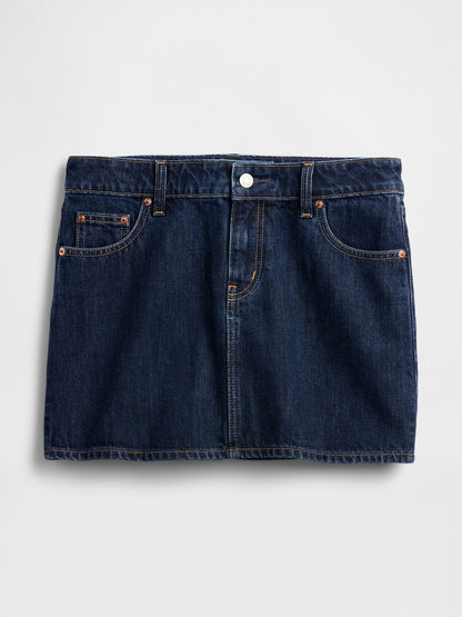 Lacivert Denim Mini Etek