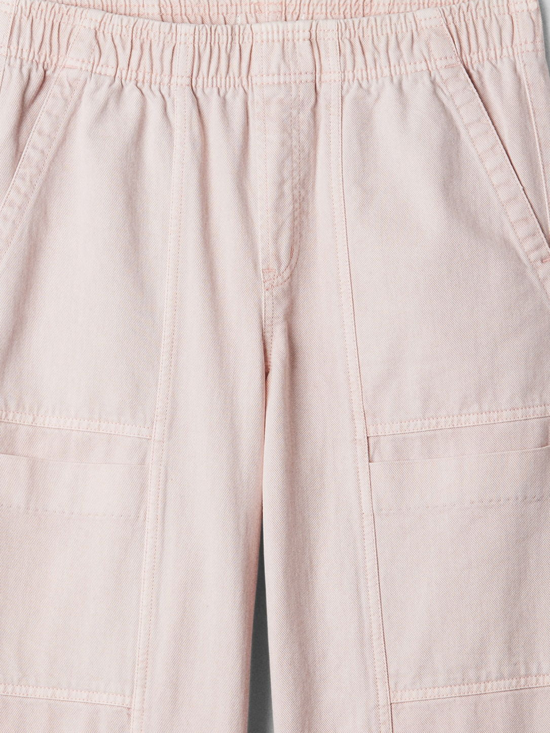 Açık Pembe Pull-on Wide Leg Jean Pantolon