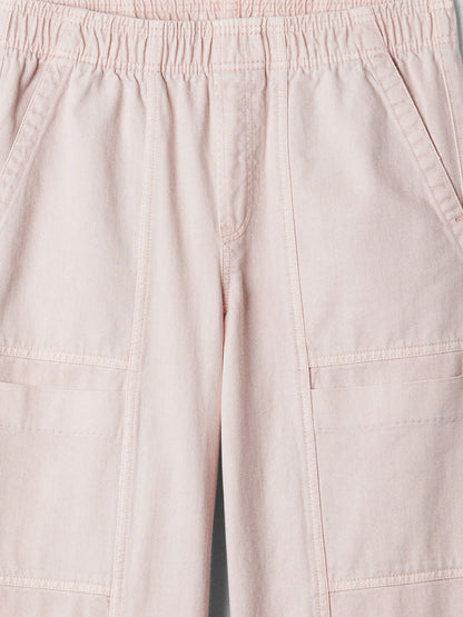 Açık Pembe Pull-on Wide Leg Jean Pantolon