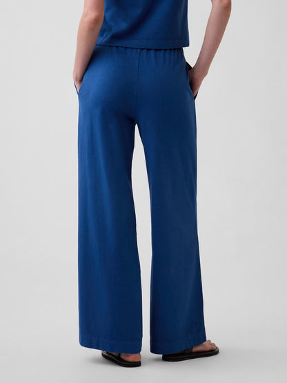 Mavi Örgü Wide-leg Pantolon