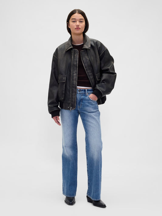 Açık Mavi Mid Rise Rigid Relaxed Flare Jean Pantolon