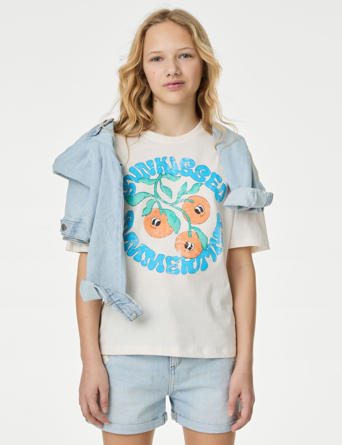 Saf Pamuklu Kısa Kollu T-shirt (6-16 Yaş)