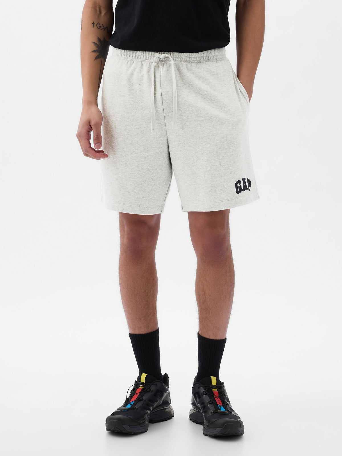 Gri 8'' Gap Logo Fransız Havlu Kumaş Şort