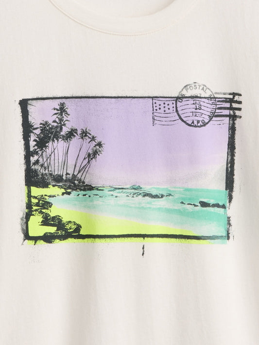 Beyaz Relaxed Grafik T-shirt
