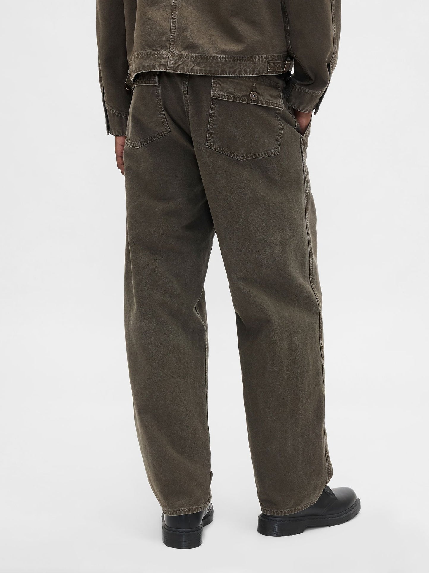 Haki Canvas Baggy Carpenter Jean Pantolon