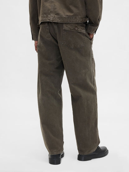 Haki Canvas Baggy Carpenter Jean Pantolon