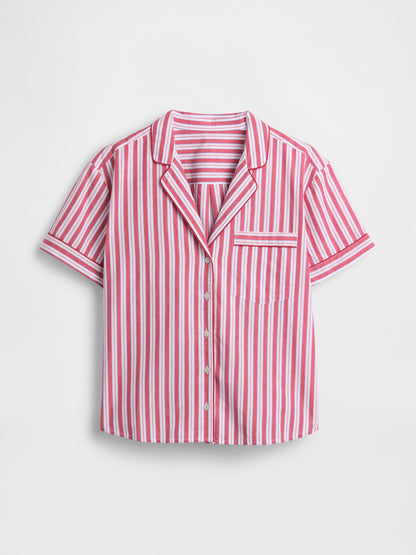 Kırmızı Poplin Pijama Üstü