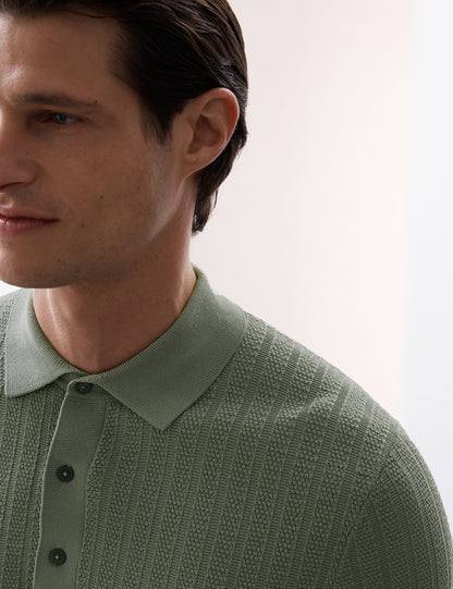 Dokulu Viskon Örme Polo T-shirt