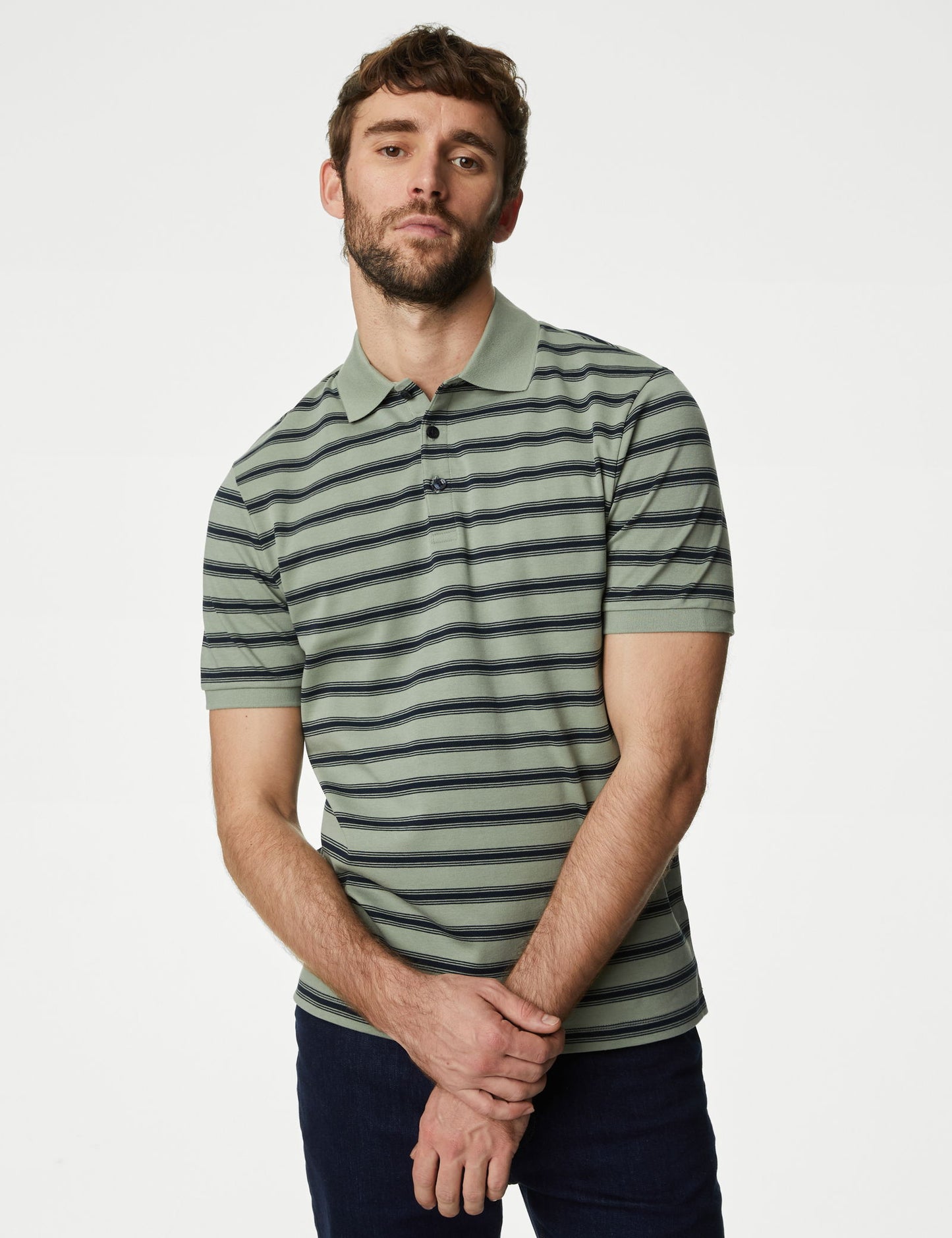 Saf Pamuklu Kısa Kollu Polo Yaka T-shirt