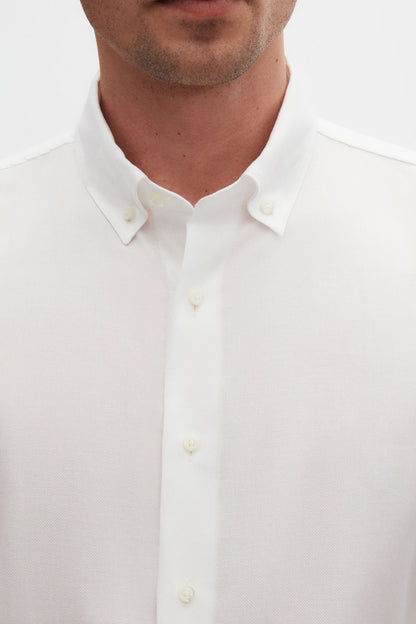 Damat Comfort Beyaz Armürlü %100 Pamuklu Gömlek
