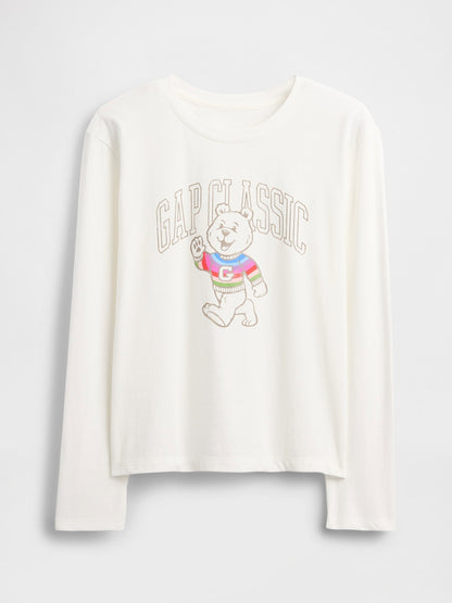 Beyaz Relaxed Grafik Logo T-shirt