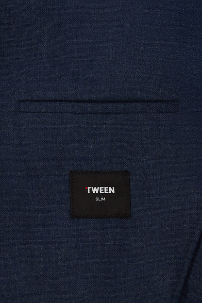 Tween Slim Fit Indigo Diyogonal Kumaş Ceket