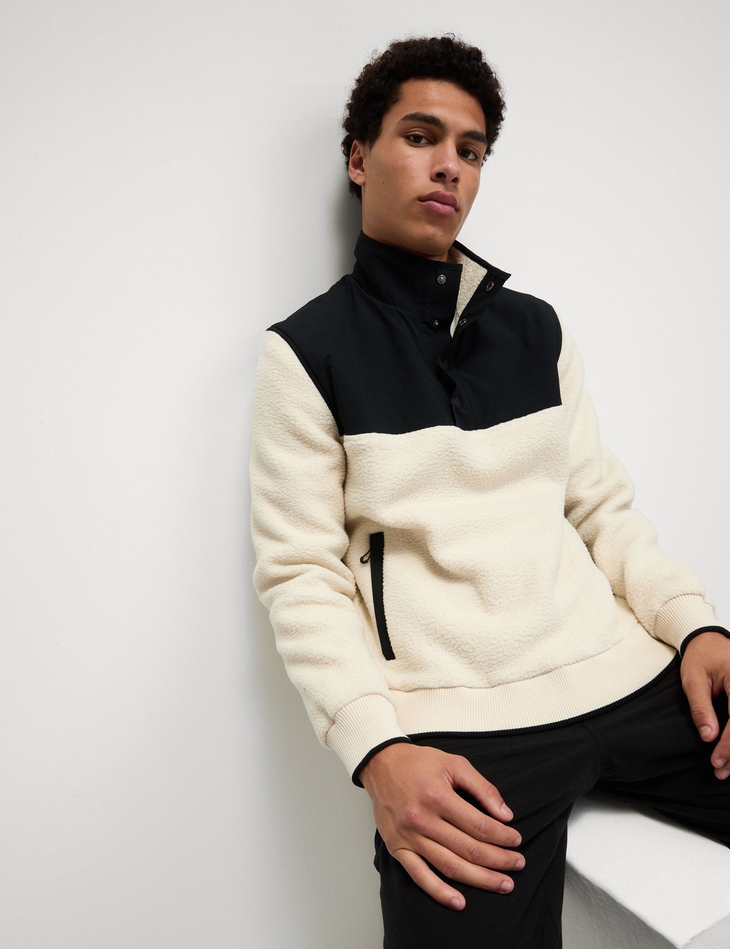 Renk Bloklu Polar Sweatshirt