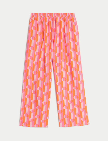 Saf Pamuklu Desenli Wide Leg Pantolon (6-16 Yaş)