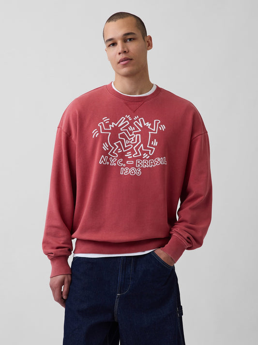 Koyu Kırmızı Keith Haring Heavyweight Logo Sweatshirt