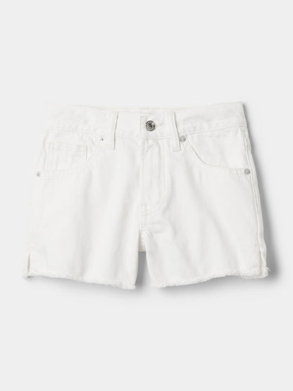 Beyaz Low Rise Stride Denim Şort