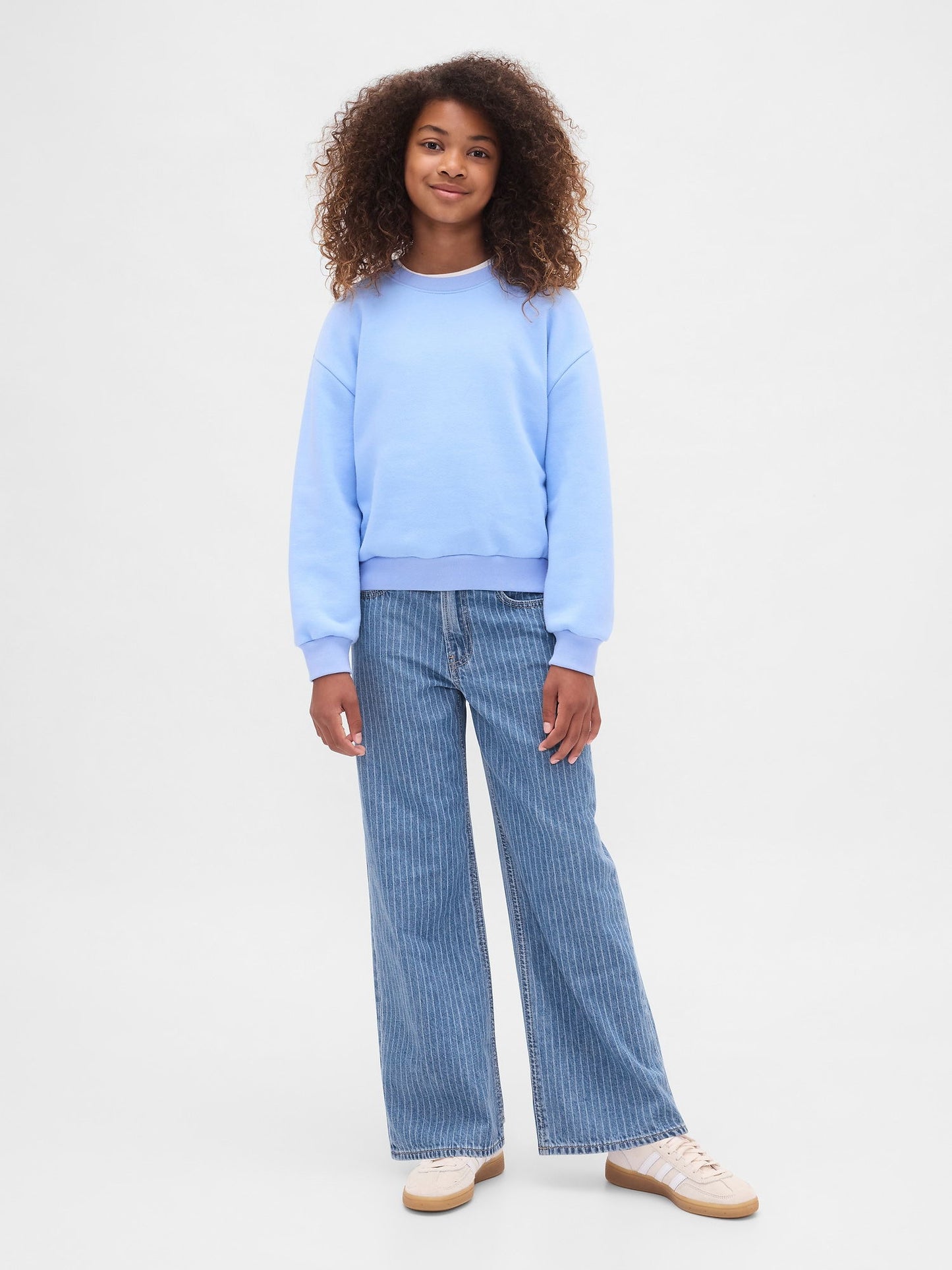 Açık Mavi Low Rise Stride Wide-leg Jean Pantolon