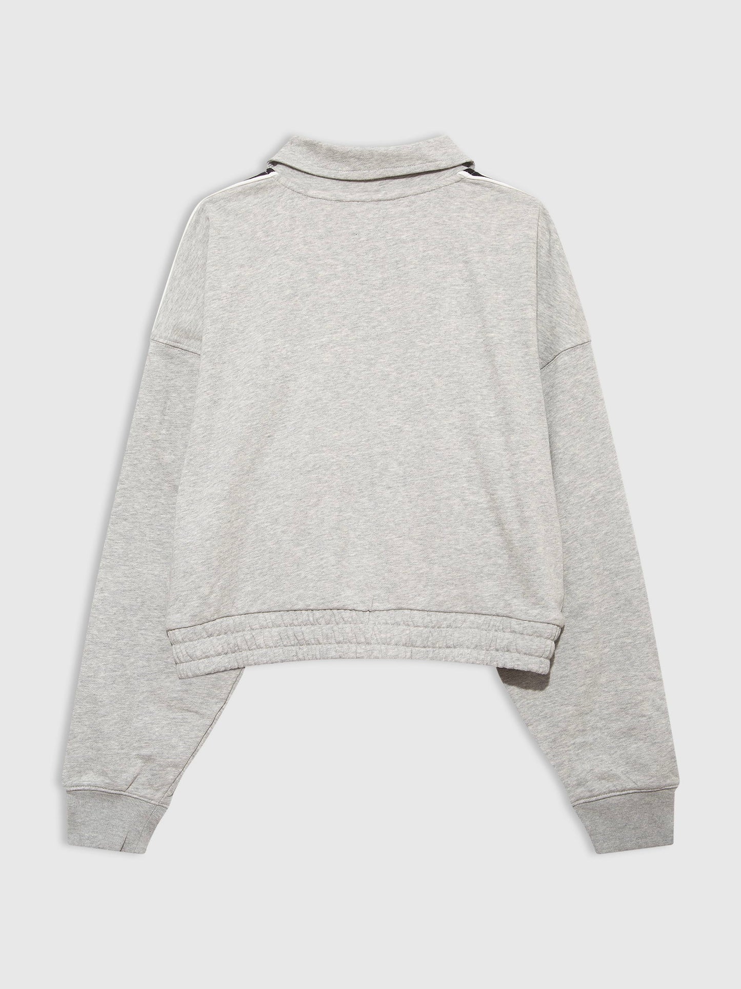 Gri Fransız Havlu Kumaş Varsity Track Fermuarlı Sweatshirt