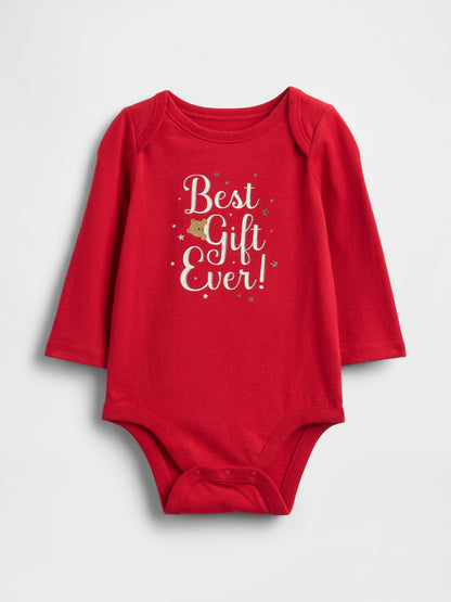 Kırmızı First Favorites Organik Pamuk Grafik Bodysuit