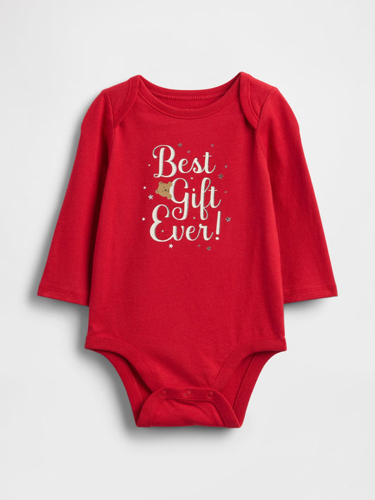 Kırmızı First Favorites Organik Pamuk Grafik Bodysuit