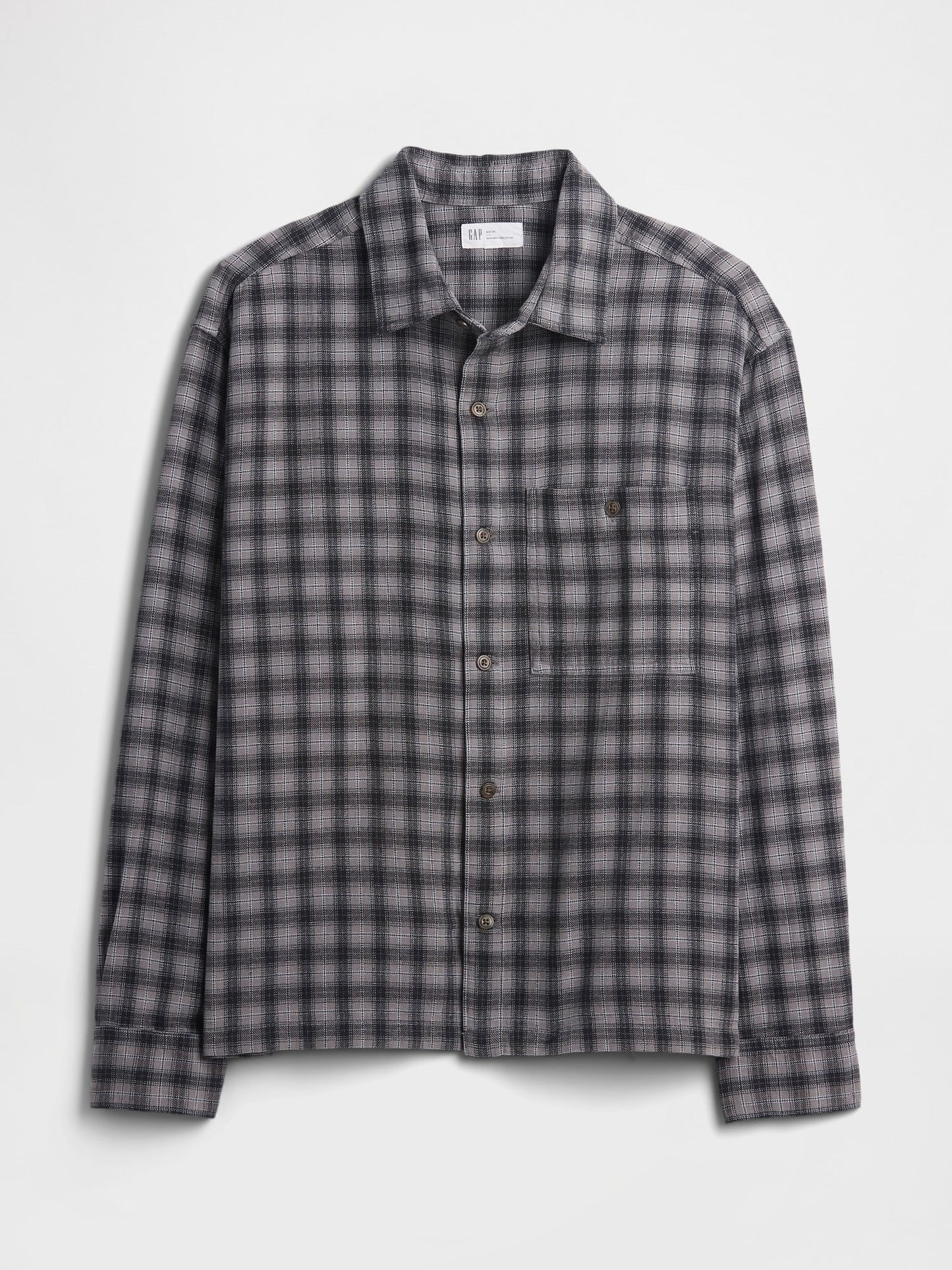 Gri Boxy Fit Flannel Gömlek