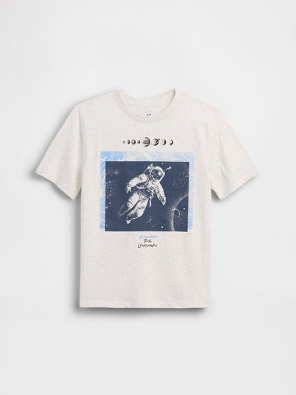Kırık Beyaz Grafik Baskılı T-shirt