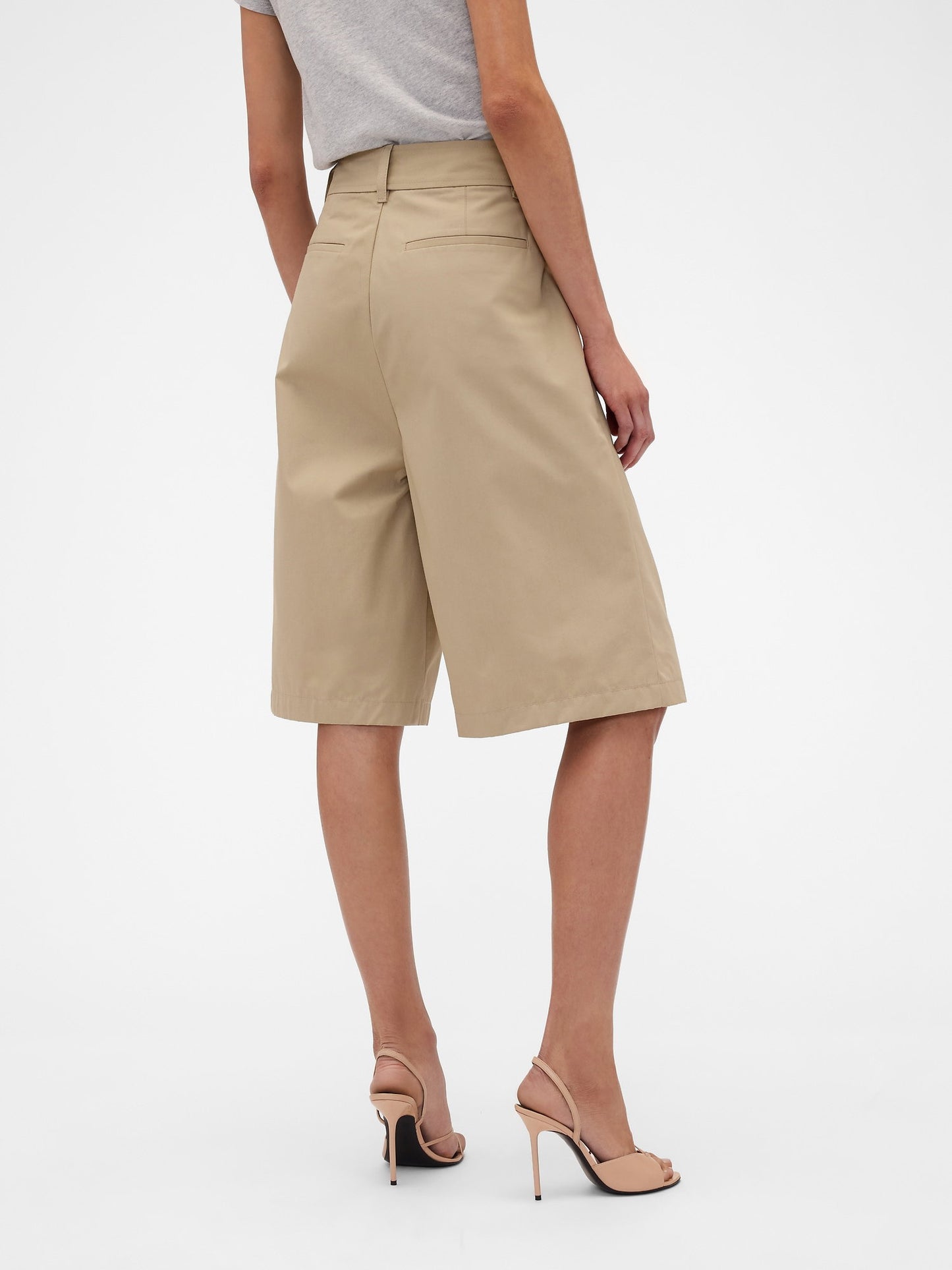 Bej Gap × Victoria Beckham High Rise Pileli Şort