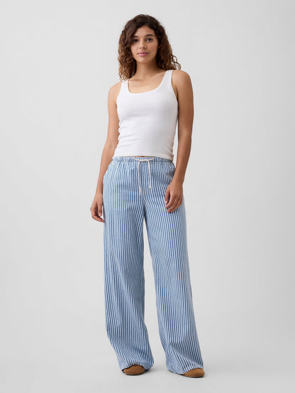Mavi Mid Rise Pull-on Süper Hafif Wide-leg Jean Pantolon
