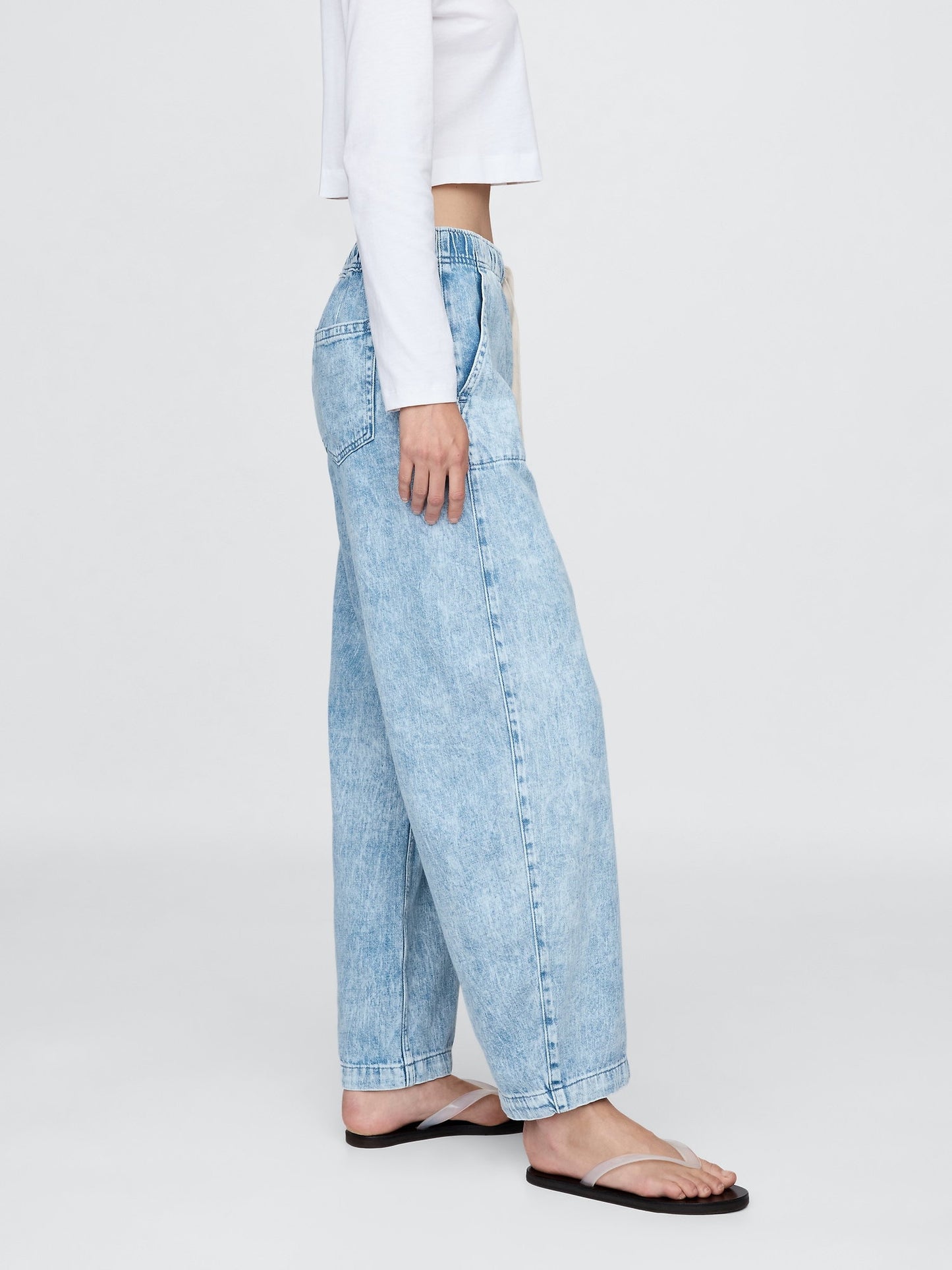 Açık Mavi High Rise Easy Barrel Jean Pantolon
