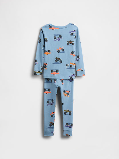 Mavi Organik Brushed Pamuk Pijama Takımı