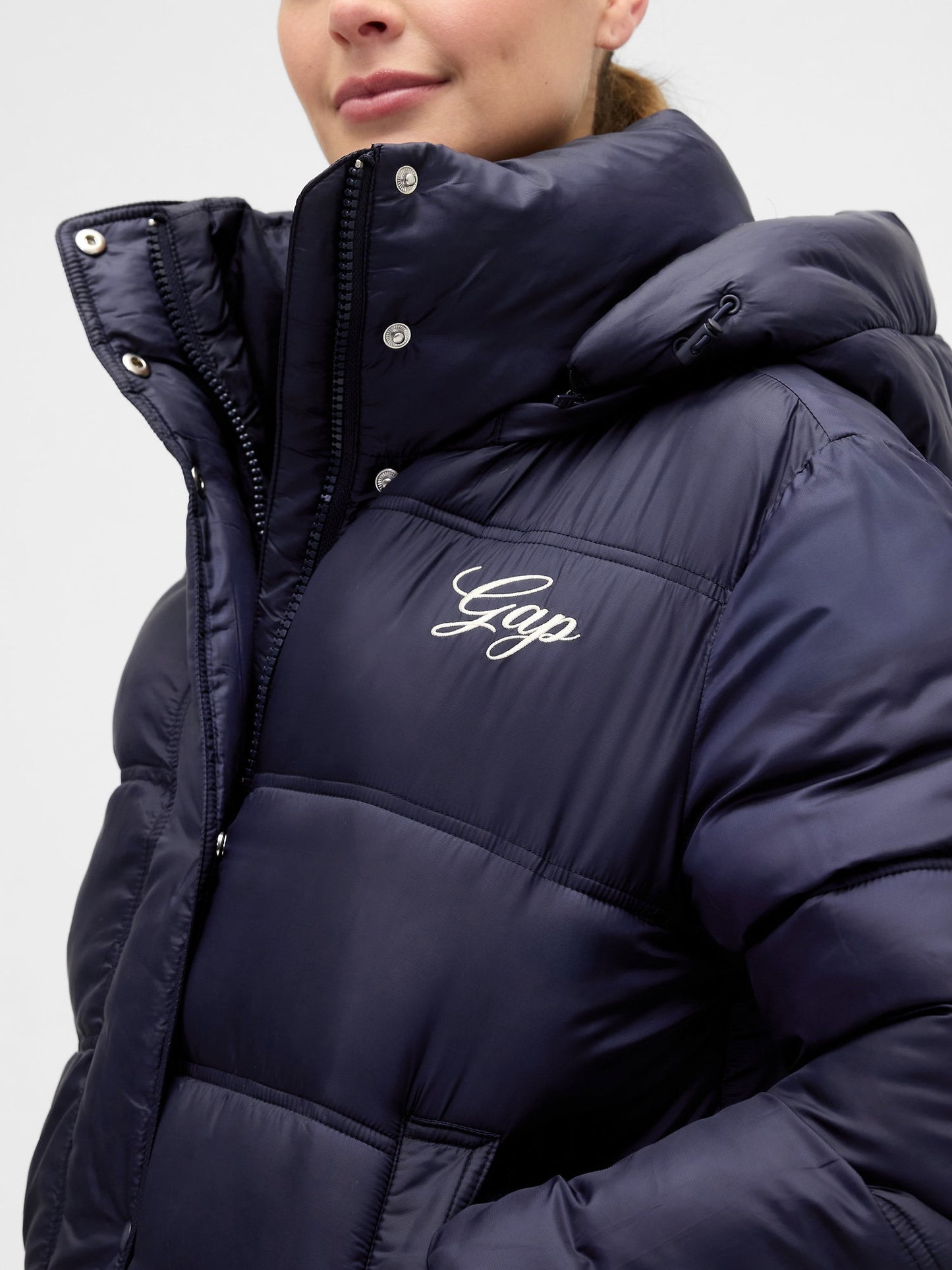 Lacivert Gap Logo Puffer Şişme Mont