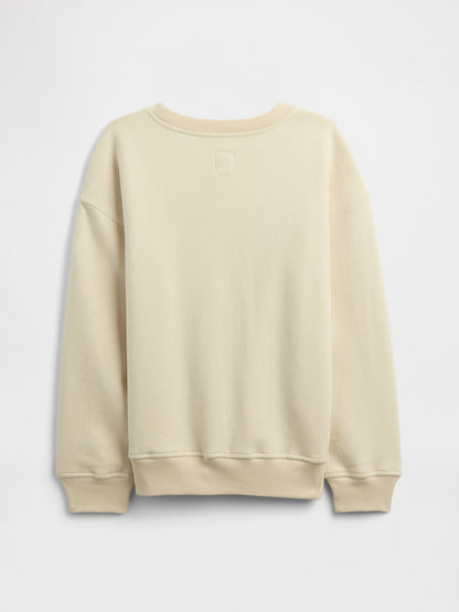 Krem Vintagesoft Çizgili Bisiklet Yaka Sweatshirt