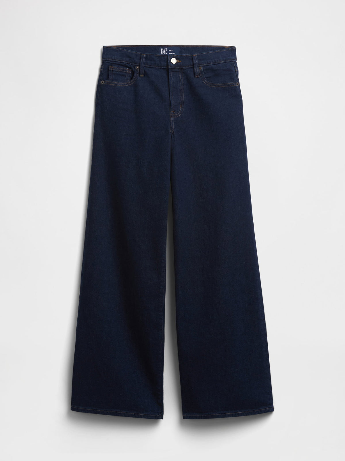 Koyu Mavi Mid Rise Wide-leg Jean Pantolon