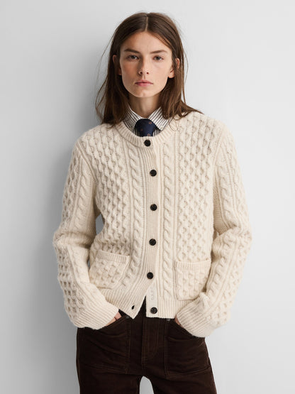 Krem Gap × A.p.c. Yün Cable Örgü Hırka