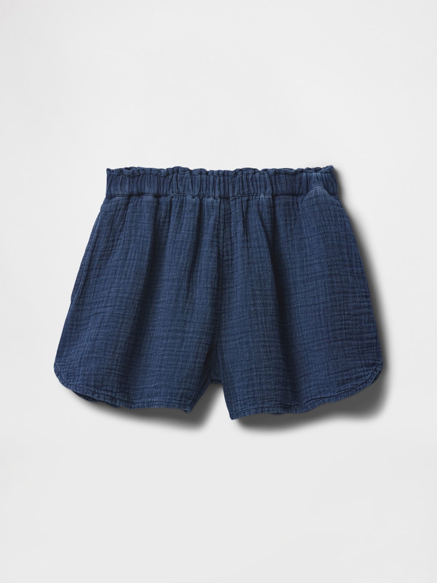 Lacivert Crinkle Gauze Denim Şort