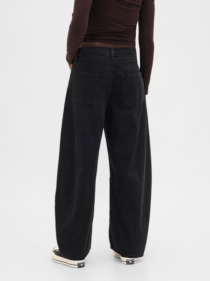 Siyah High Rise Ultrasoft Horseshoe Jean Pantolon