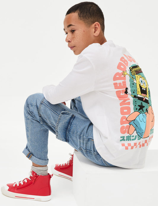 Saf Pamuklu Spongebob Squarepants:trade_mark: Sweatshirt (6-16 Yaş)