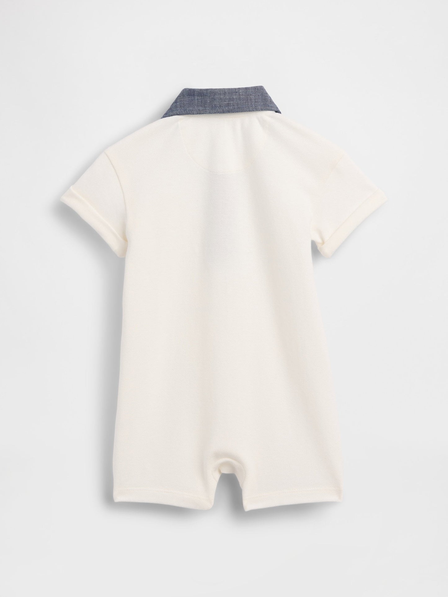 Beyaz Baby Pique Polo Şort Tulum