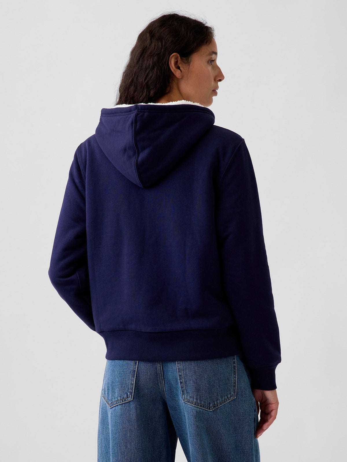 Lacivert Relaxed Gap Logo Sherpa-astarlı Fermuarlı Sweatshirt