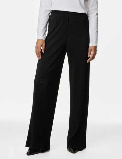 Pile Detaylı Wide Leg Pantolon