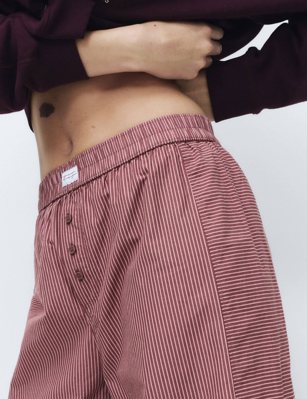 Pamuklu Poplin Çizgili Pijama Altı